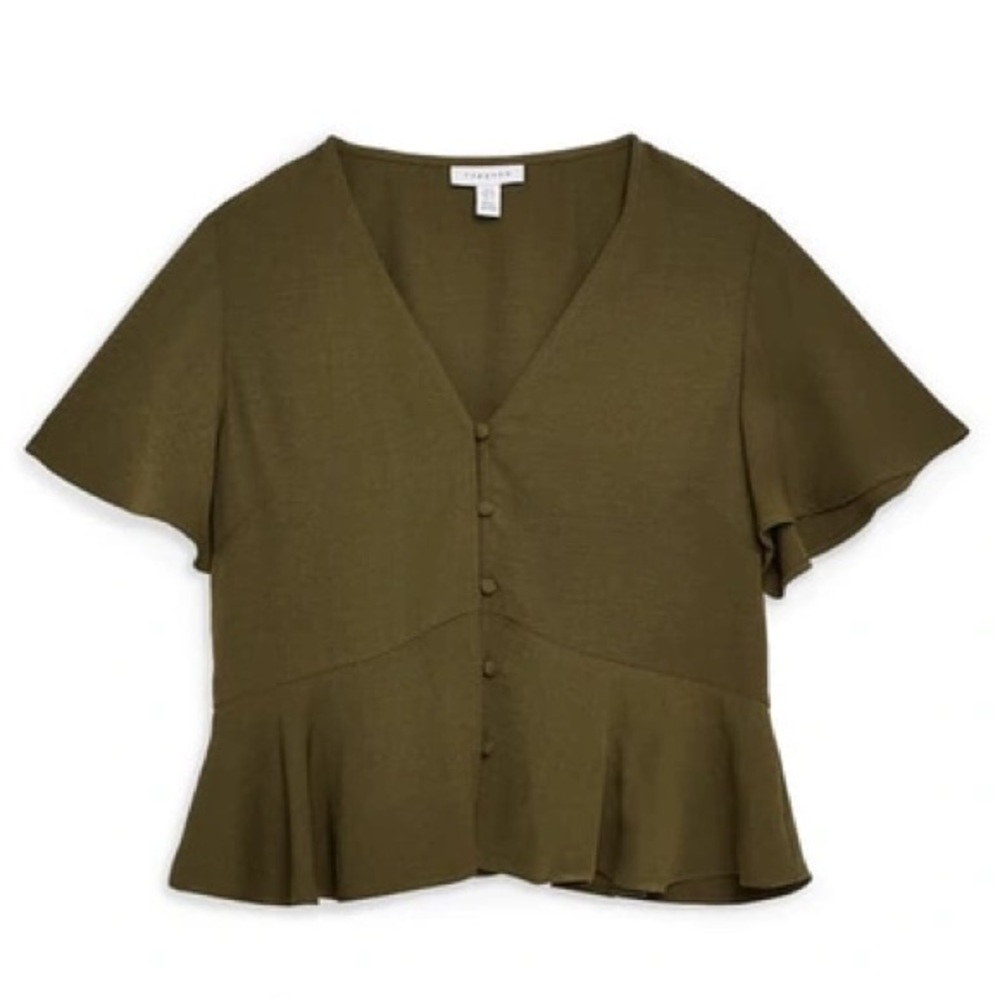 Topshop Meghan Blouse Size 8 (fits like 6-8) Olive
